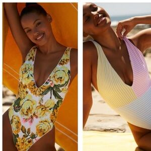 Maaji Kristi reversible floral and pastel stripes suit